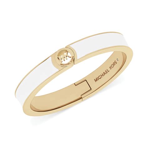 michael kors gold tone white epoxy buckle bangle bracelet|Michael Kors bracelet for woman.